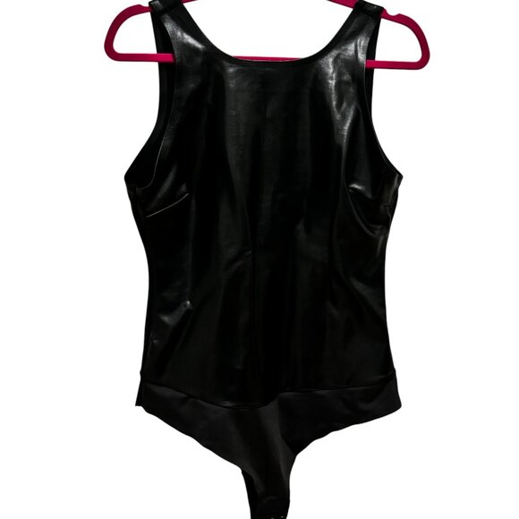 NWT Pinsy faux leather high neck shapewear bodysuit XL black gothic - Picture 2 of 4